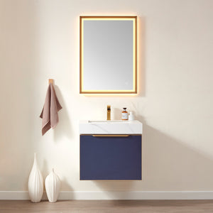 Open image in slideshow, Alicante 24&quot; Single Vanity in Classic Blue with White Sintered Stone Countertop and Undermount Sink
