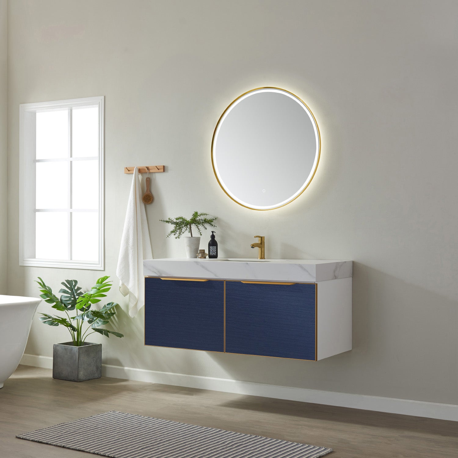 Alicante 48" Single Vanity in Classic Blue with White Sintered Stone Countertop and Undermount Sink