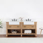 Villareal 72" Double Vanity in Weathered Pine with Composite Stone Top in White, White Farmhouse Basin