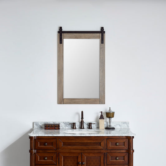 Cortes 24" Rectangular Bathroom Vanity Barndoor Wall Mount Mirror in Grey