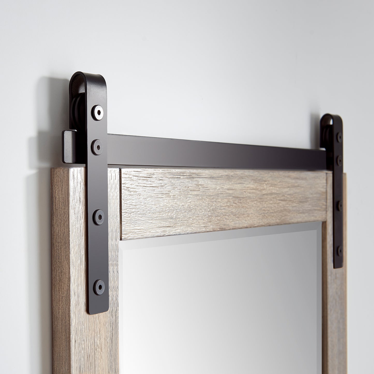 Cortes 24" Rectangular Bathroom Vanity Barndoor Wall Mount Mirror in Grey