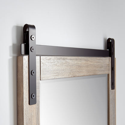 Cortes 24" Rectangular Bathroom Vanity Barndoor Wall Mount Mirror in Grey