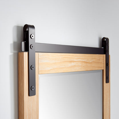 Cortes 24" Rectangular Bathroom Vanity Barndoor Wall Mount Mirror in Pine
