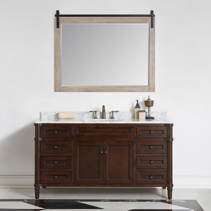 Cortes 48" Rectangular Bathroom Vanity Barndoor Wall Mount Mirror in Grey