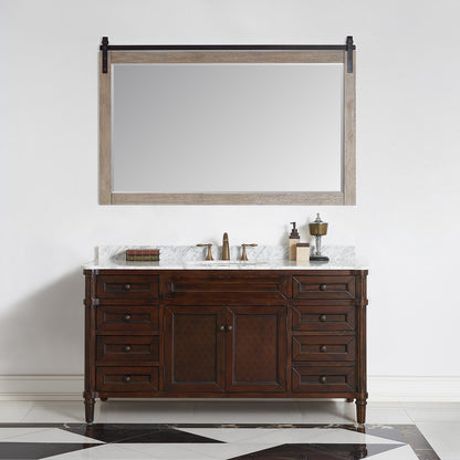 Cortes 60" Rectangular Bathroom Vanity Barndoor Wall Mount Mirror in Grey