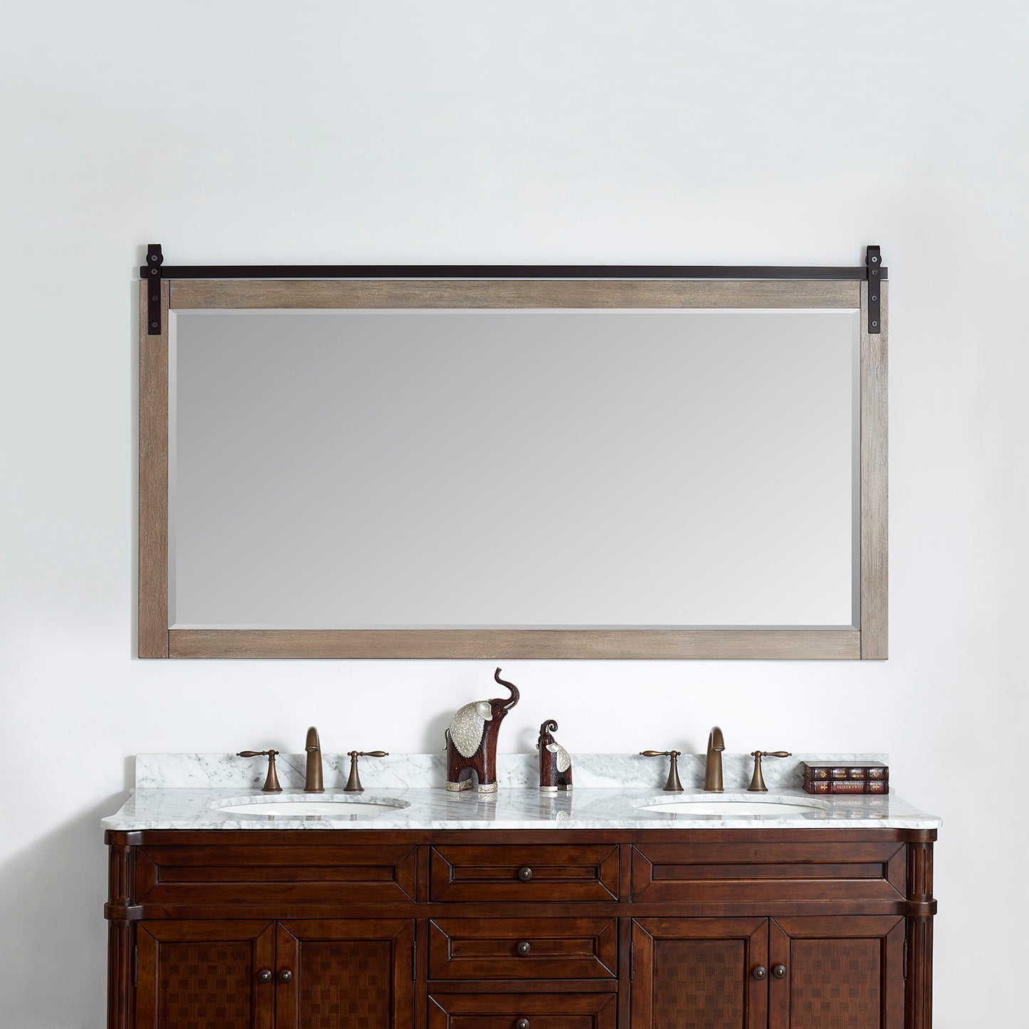 Cortes 72" Rectangular Bathroom Vanity Barndoor Wall Mount Mirror in Grey