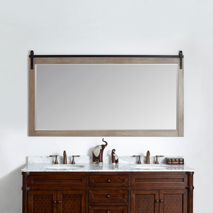 Cortes 72" Rectangular Bathroom Vanity Barndoor Wall Mount Mirror in Grey