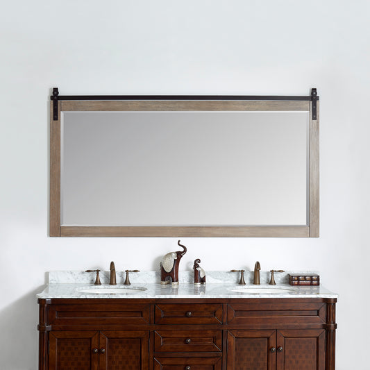 Cortes 72" Rectangular Bathroom Vanity Barndoor Wall Mount Mirror in Grey