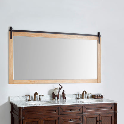 Cortes 72" Rectangular Bathroom Vanity Barndoor Wall Mount Mirror in Pine