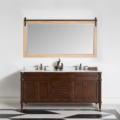 Cortes 72" Rectangular Bathroom Vanity Barndoor Wall Mount Mirror in Pine