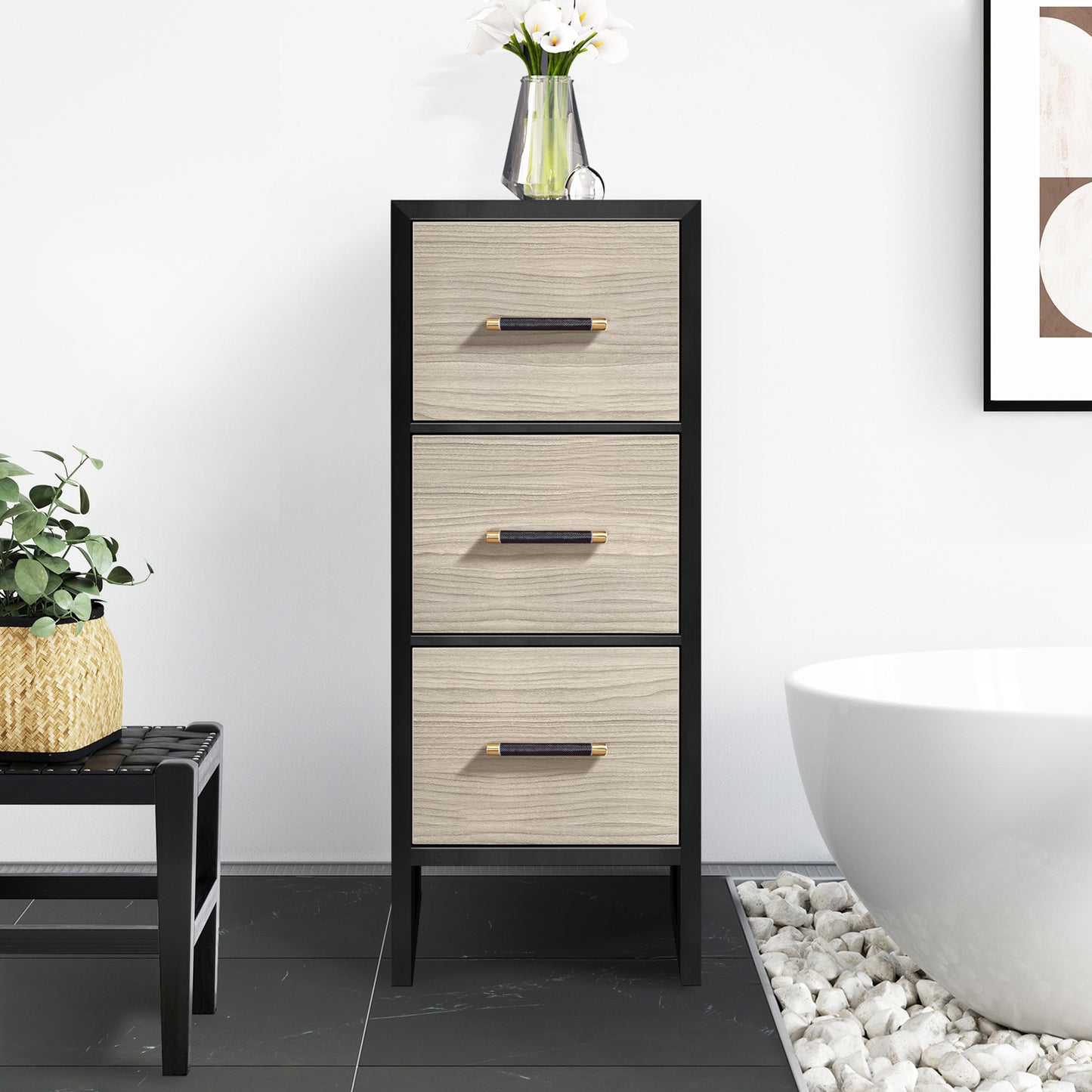 Toledo 12" Light Walnut Storage Cabinet for Bathroom and Living Room