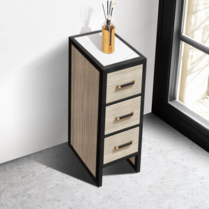 Toledo 12in. Light Walnut Storage Cabinet with 3 Drawers for Bathroom and Living Room