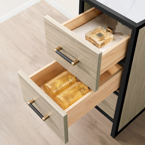 Toledo 12in. Light Walnut Storage Cabinet with 3 Drawers for Bathroom and Living Room