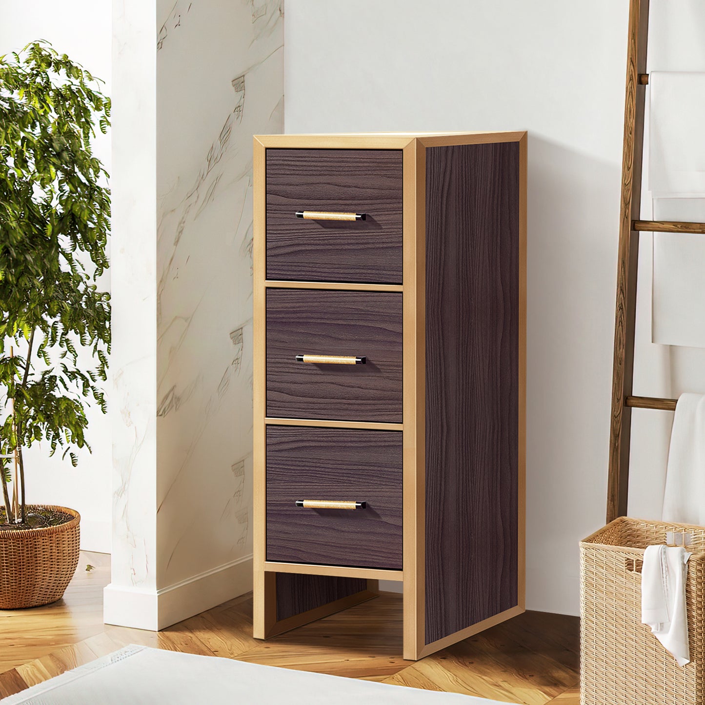 Toledo 12" Light Walnut Storage Cabinet for Bathroom and Living Room