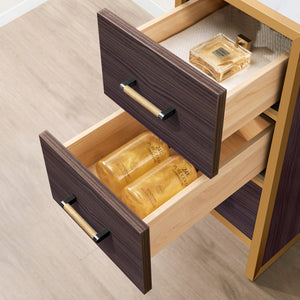 Toledo 12in. Light Walnut Storage Cabinet with 3 Drawers for Bathroom and Living Room