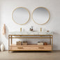 Dhaka 72" Free-standing Single Bath Vanity in Yellow Bronze Metal Support with Pandora White Composite Stone Top