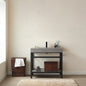 Funes 36" Single Sink Bath Vanity in Matte Black Metal Support with Grey Sintered Stone Top