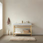 Funes 48" Single Sink Bath Vanity in Brushed Gold Metal Support with White Sintered Stone Top