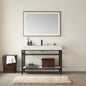 Funes 48" Single Sink Bath Vanity in Matte Black Metal Support with White Sintered Stone Top