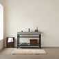 Funes 48" Single Sink Bath Vanity in Matte Black Metal Support with Grey Sintered Stone Top