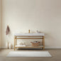 Funes 60" Single Sink Bath Vanity in Brushed Gold Metal Support with White Sintered Stone Top