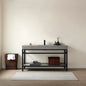 Funes 60" Single Sink Bath Vanity in Matte Black Metal Support with Grey Sintered Stone Top