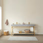 Funes 72" Double Sink Bath Vanity in Brushed Gold Metal Support with Grey Sintered Stone Top