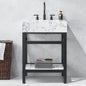 Ecija 24" Free-standing Single Bath Vanity in Matte Black Metal Support with Pandora White Composite Stone Top