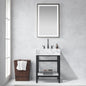 Ecija 24" Free-standing Single Bath Vanity in Matte Black Metal Support with Pandora White Composite Stone Top