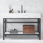 Ecija 48" Free-standing Single Bath Vanity in Matte Black Metal Support with Pandora White Composite Stone Top