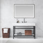 Ecija 48" Free-standing Single Bath Vanity in Matte Black Metal Support with Pandora White Composite Stone Top