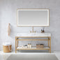 Ecija 60" Free-standing Single Bath Vanity in Brushed Gold Metal Support with Pandora White Composite Stone Top