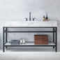Ecija 60" Free-standing Single Bath Vanity in Matte Black Metal Support with Pandora White Composite Stone Top