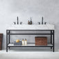 Ecija 60M" Free-standing Double Bath Vanity in Matte Black Metal Support with Pandora White Composite Stone Top
