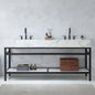 Ecija 72" Free-standing Double Bath Vanity in Matte Black Metal Support with Pandora White Composite Stone Top