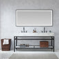 Ecija 72" Free-standing Double Bath Vanity in Matte Black Metal Support with Pandora White Composite Stone Top