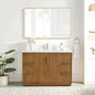 Bangkok 48" Single Sink Bath Vanity in Mango Wood Light Brown with White Grain Composite Stone Top