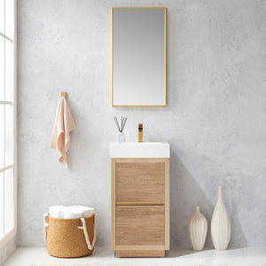 Huesca 18" Single Sink Bath Vanity in North American Oak with White Composite Integral Square Sink Top