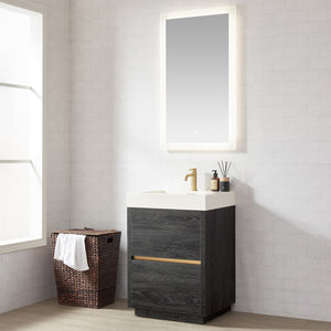 Huesca 24" Single Sink Bath Vanity in North American Black Oak with White Composite Integral Square Sink Top