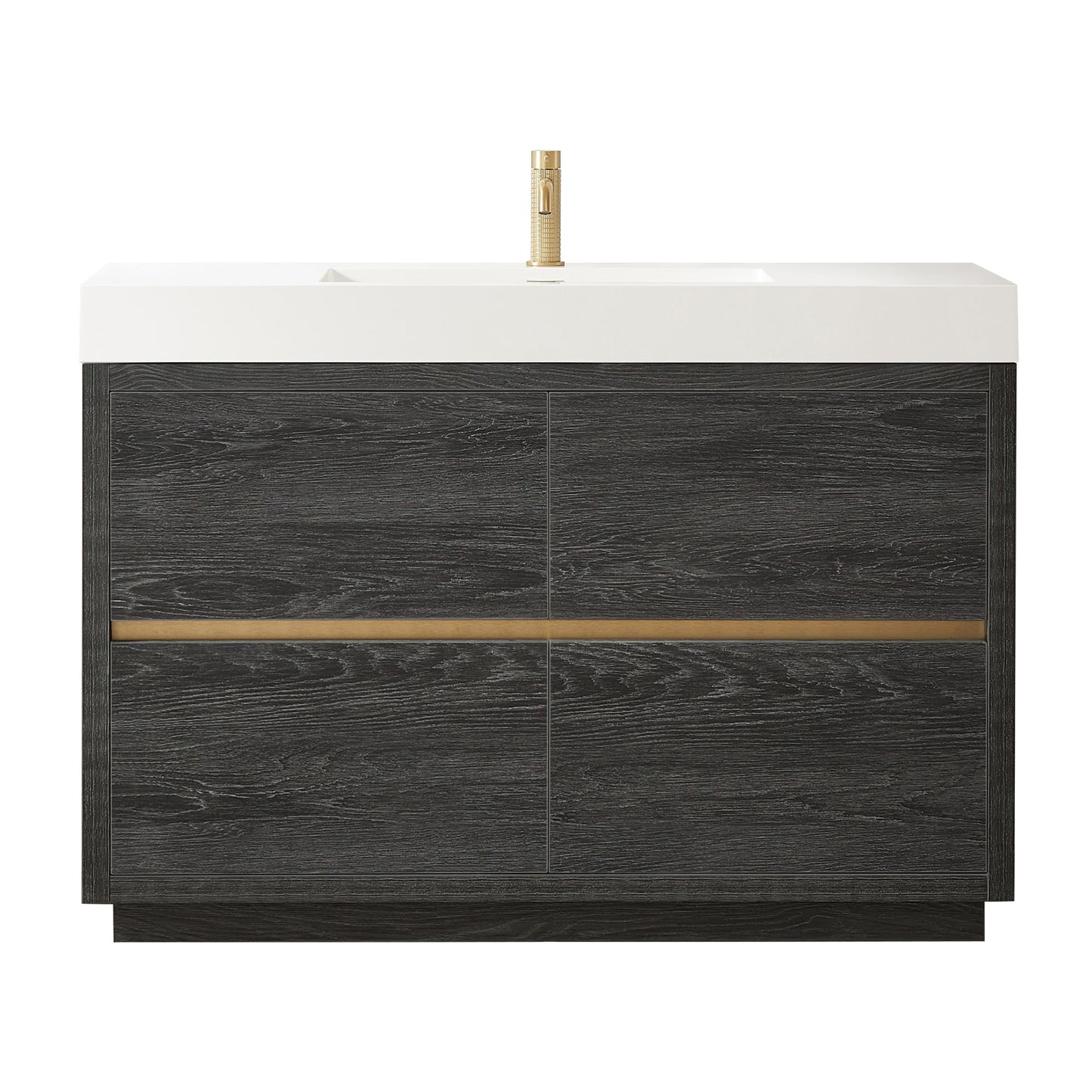 Huesca 48" Single Sink Bath Vanity in North American Black Oak with White Composite Integral Square Sink Top
