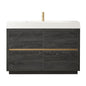 Huesca 48" Single Sink Bath Vanity in North American Black Oak with White Composite Integral Square Sink Top