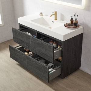 Huesca 48" Single Sink Bath Vanity in North American Black Oak with White Composite Integral Square Sink Top
