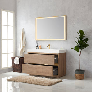Huesca 48" Single Sink Bath Vanity in North American Oak with White Composite Integral Square Sink Top