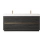Huesca 72" Double Sink Bath Vanity in North American Black Oak with White Composite Integral Square Sink Top