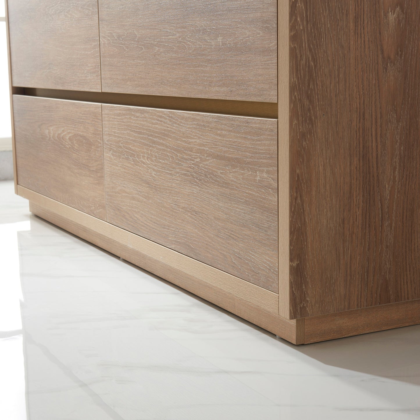 Huesca 72" Double Sink Bath Vanity in North American Oak with White Composite Integral Square Sink Top