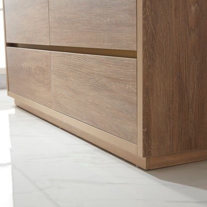 Huesca 72" Double Sink Bath Vanity in North American Oak with White Composite Integral Square Sink Top