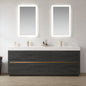 Huesca 84" Double Sink Bath Vanity in North American Black Oak with White Composite Integral Square Sink Top