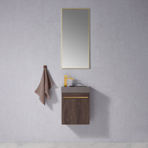 Open image in slideshow, Palencia 16&quot; Single Sink Wall-Mount Bath Vanity in North Carolina Oak with Grey Composite Integral Square Sink Top
