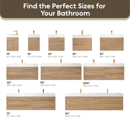 Palencia 30" Single Sink Wall-Mount Bath Vanity in North American Oak