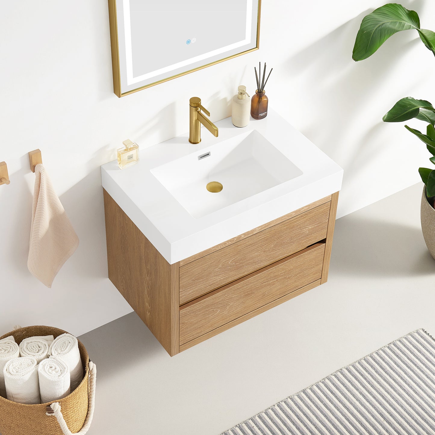Palencia 30" Single Sink Wall-Mount Bath Vanity in North American Oak
